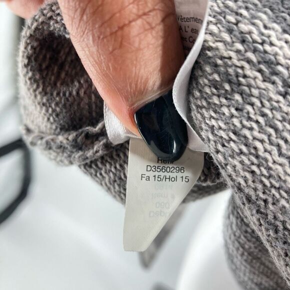 Eddie Bauer Women’s Gray Cotton Stripe Notch Neck Split Roll Pullover Sweater M - Picture 13 of 14